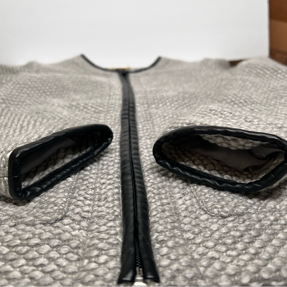 DANA BUCHMAN Classic Silver Grey Tweed Blazer Zip Up Jacket Women's Size S - Picture 12 of 16